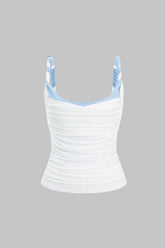Contrast Twist Knot Ruched Cami Top