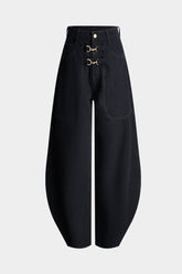 Denim Metallic Barrel Jeans
