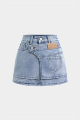 Denim Asymmetrical Pocket Skirt