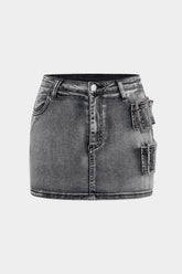 Denim Metallic Decor Skirt