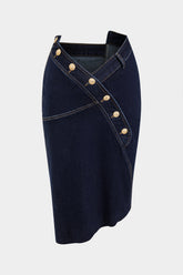 Denim Asymmetry Button Skirt