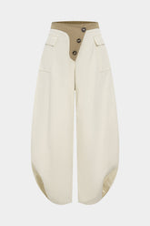 Asymmetrical Button Wide Leg Trousers