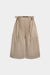 Denim Camo Print Tie Up Pocket Shorts