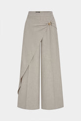 Asymmetrical Metallic Straight Leg Pants