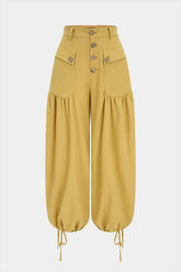 Button Pocket Tie-Up Pants