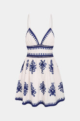 Contrast Floral Print V-Neck Cut Out Sleeveless Mini Dress