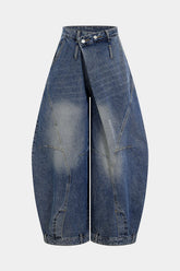Denim Washed High Waist Barrel Jeans