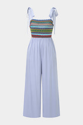Color Block Print Tie-Up Slip Sleeveless Jumpsuit