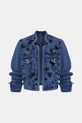 Denim Patchwork Sequin Embroidery Jacket