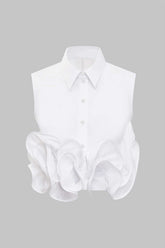 Button Ruffle Ruched Tank Top