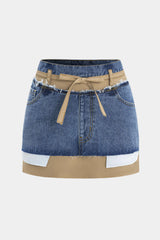 Denim Patchwork Mini Skirt