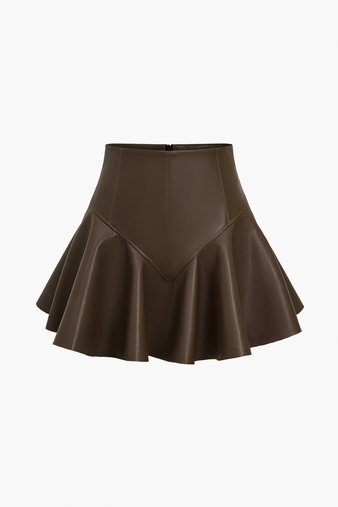 Basic Faux Leather Ruched Mini Skirt