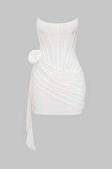3D Floral Ruffle Corset Mini Dress
