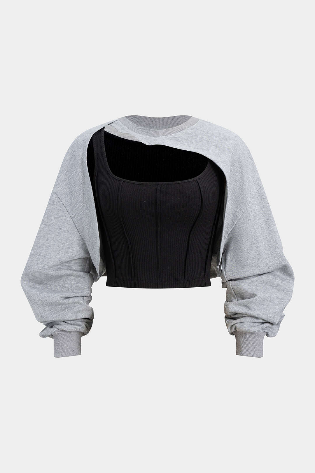 Contrast Asymmetrical Long Sleeve Sweatshirt