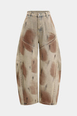 Dirty Denim Wide Leg Barrel Jeans