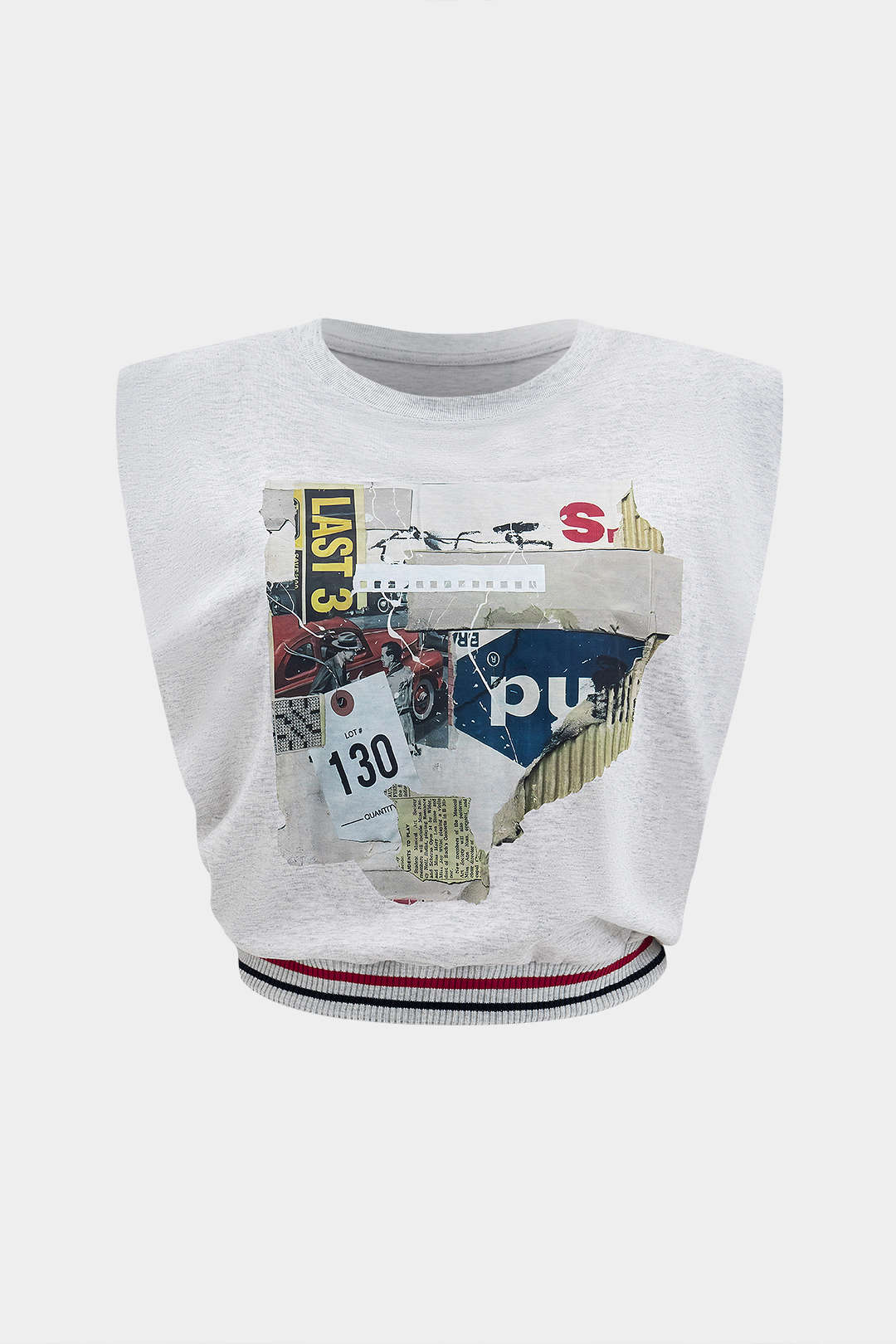Car Letter Digital Pattern Print Loose Sleeveless T-Shirt