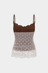 Contrast Polka Dots Lace Cami Top