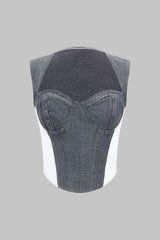 Denim Bustier Patchwork Top