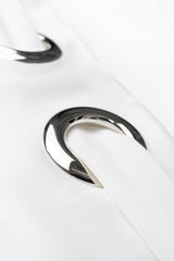 Draped Cowl Neck Asymmetrical Metallic Rings Ruched Sleeveless Mini Dress