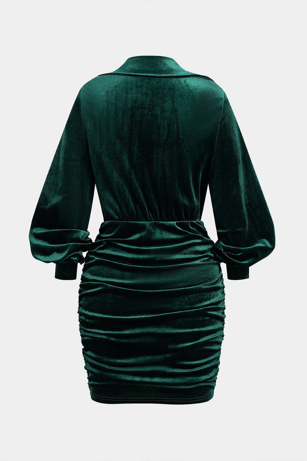 Draped Cowl Neck Velvet Long Sleeve Mini Dress