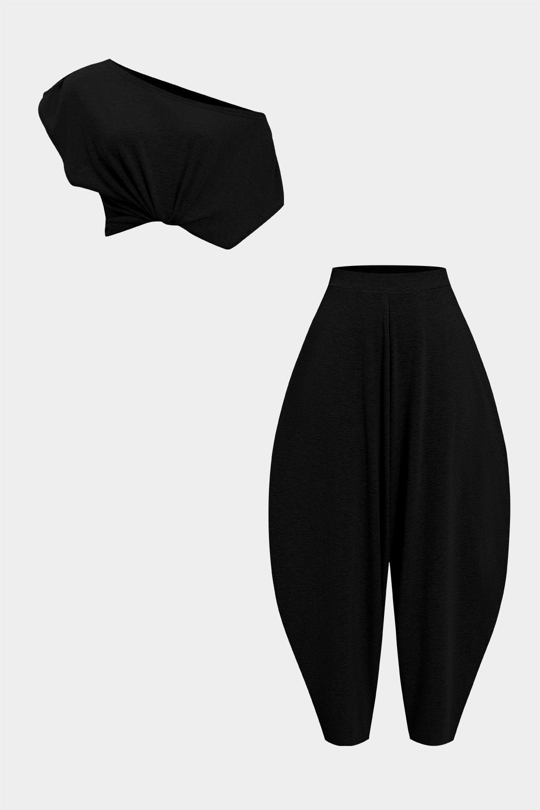 Asymmetrical  Top And Barrel Pants Set