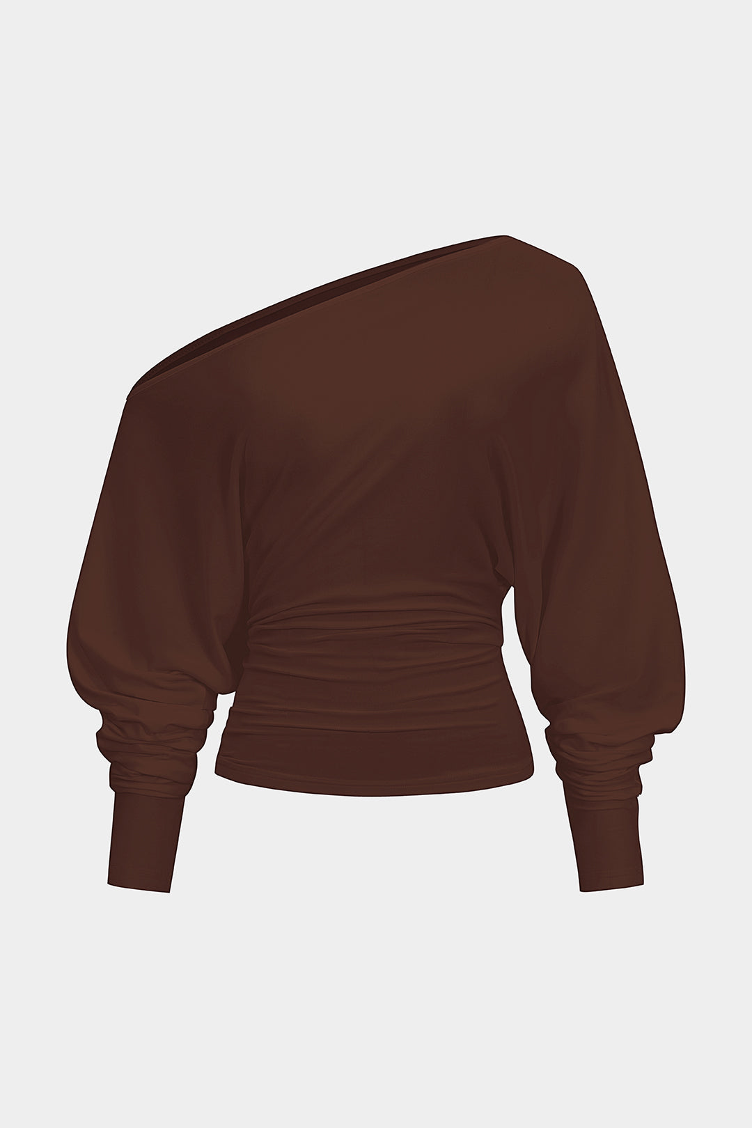 Cut Out One Shoulder Ruched Long Sleeve T-Shirt