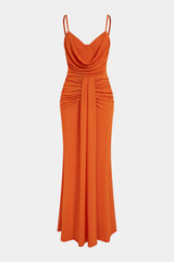 Draped Cowl Neck Sleeveless Maxi Dress