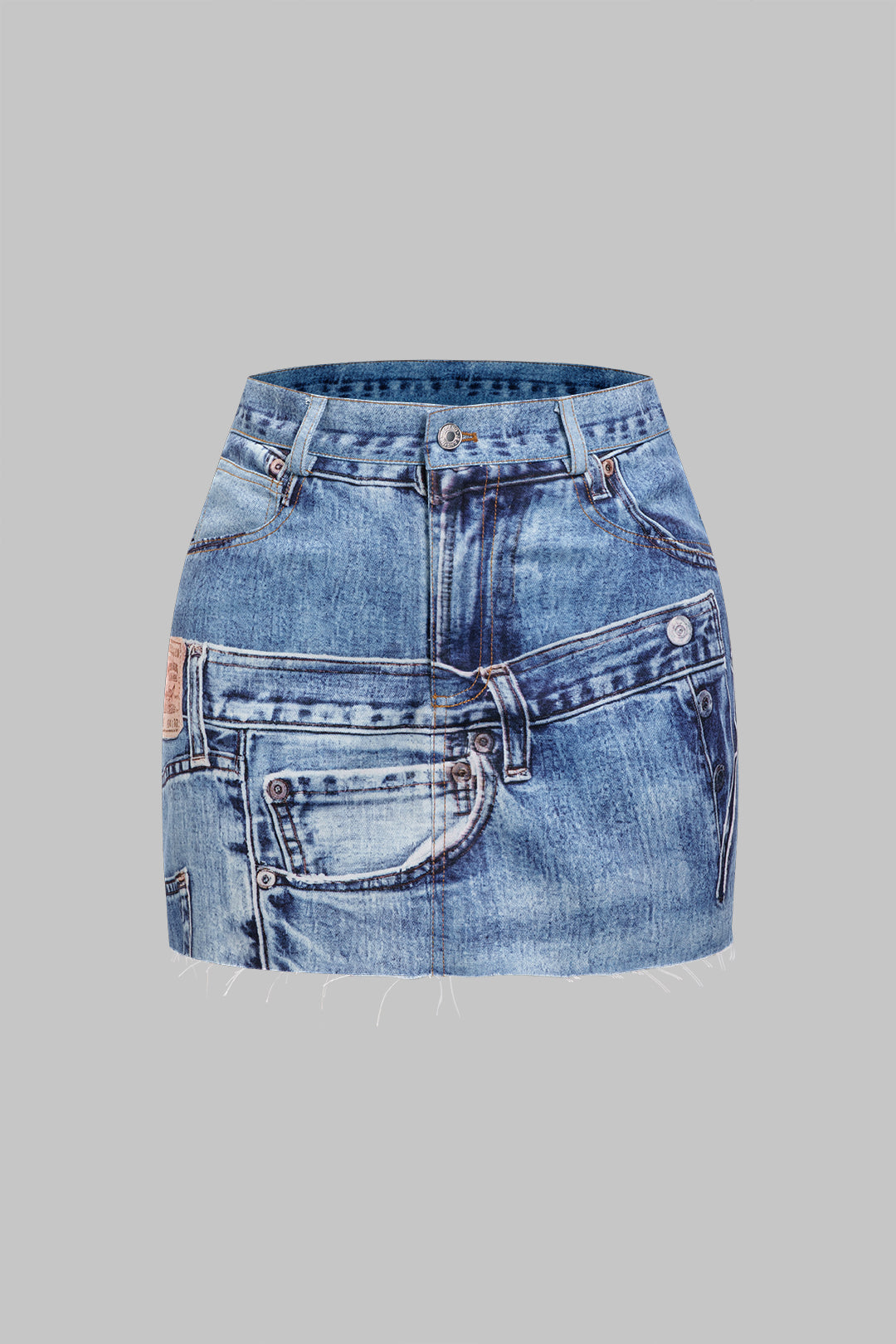 Abstract Print Washed Skirt