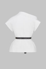 Asymmetrical Neck Belted Vest
