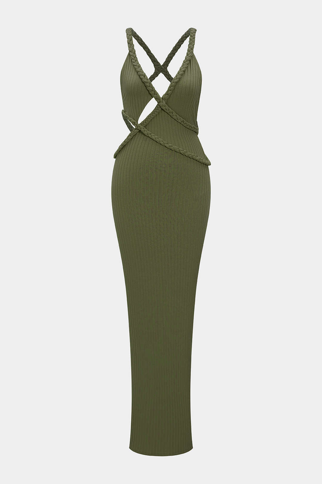 Asymmetrical Braided Backless Sleeveless Maxi Dress