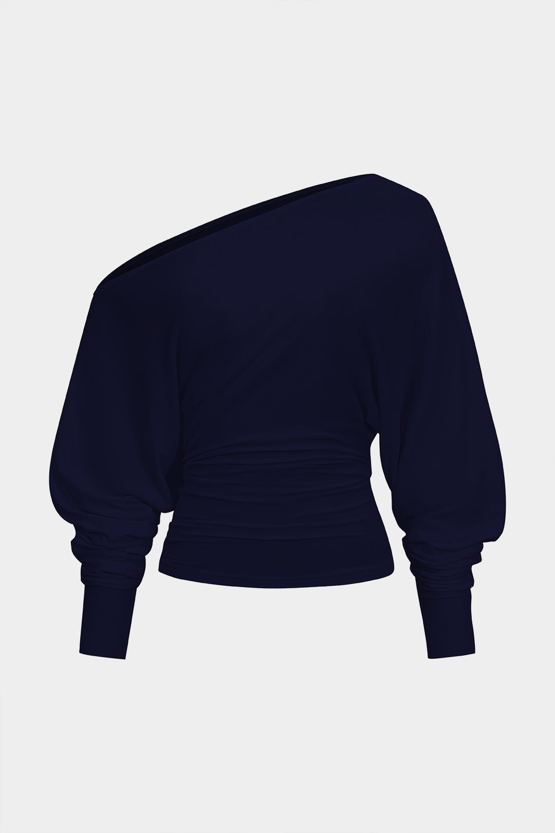 Cut Out One Shoulder Ruched Long Sleeve T-Shirt