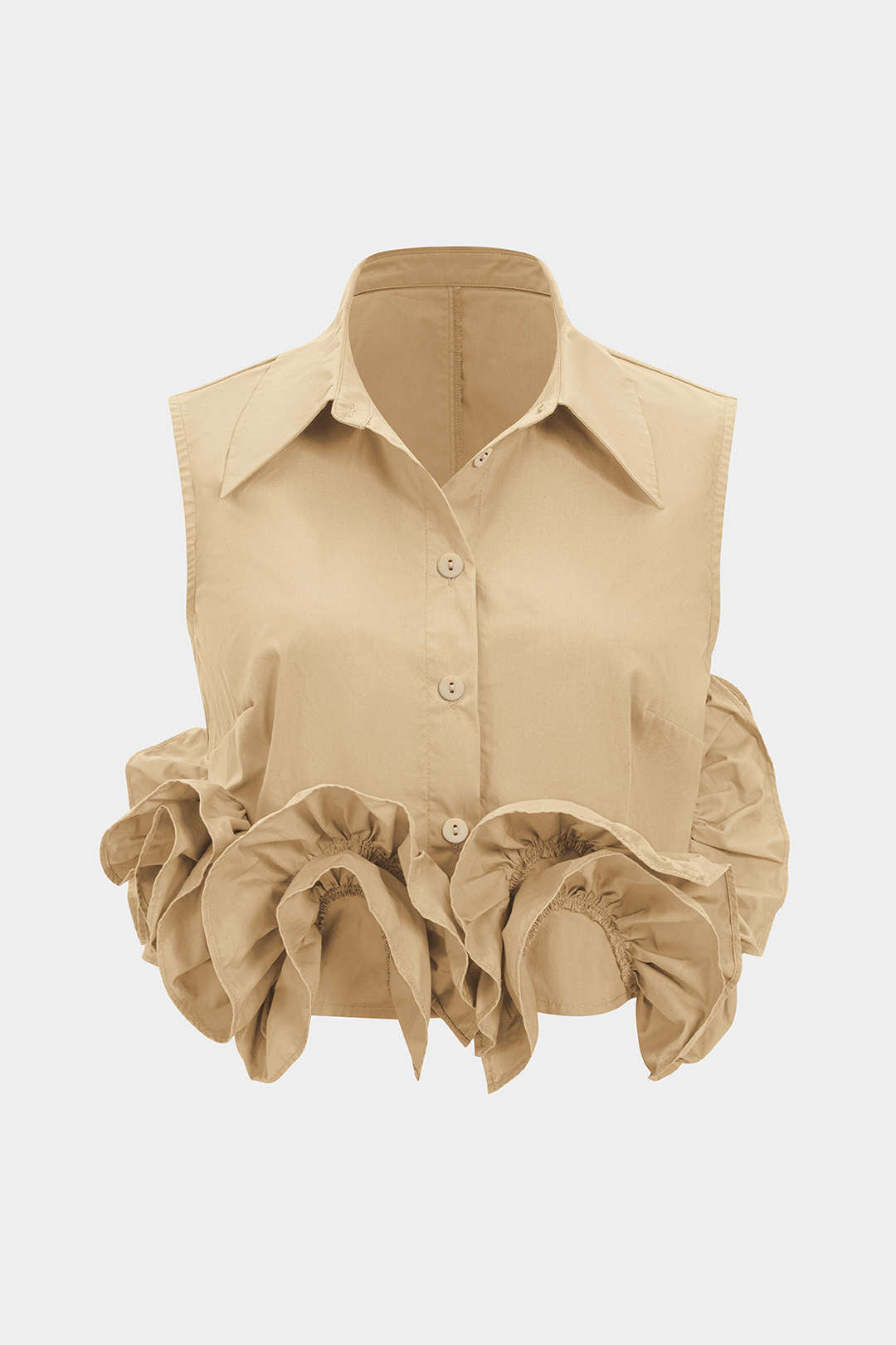 Button Ruffle Ruched Tank Top
