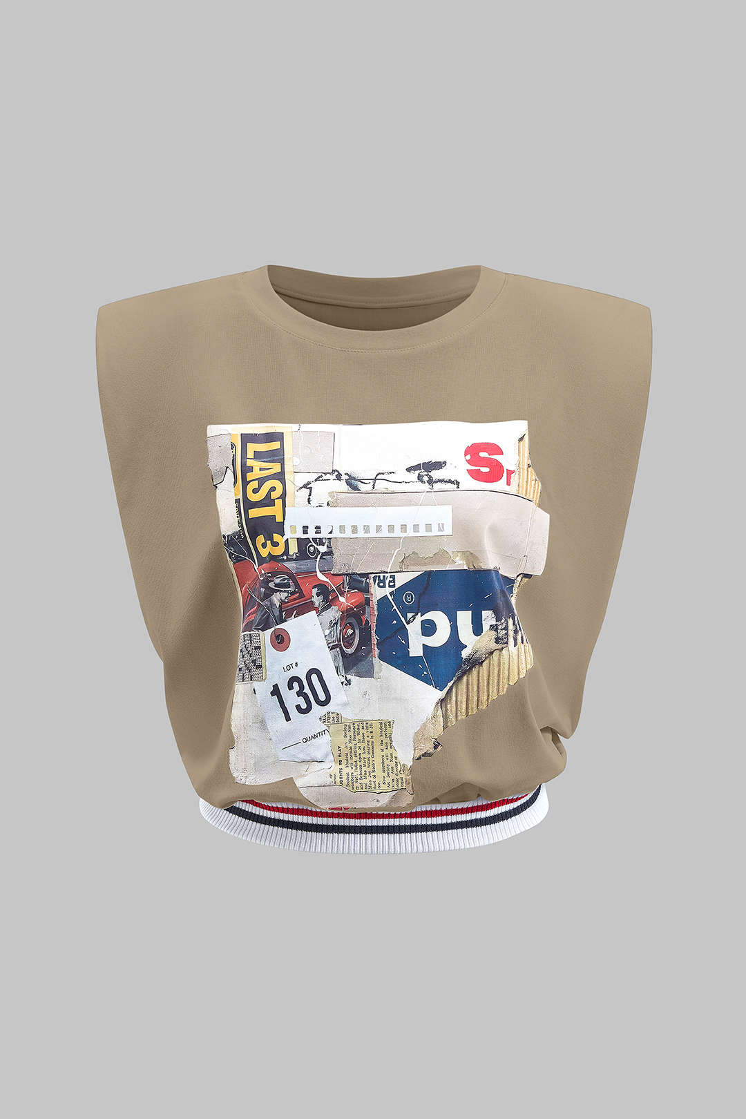 Car Letter Digital Pattern Print Loose Sleeveless T-Shirt