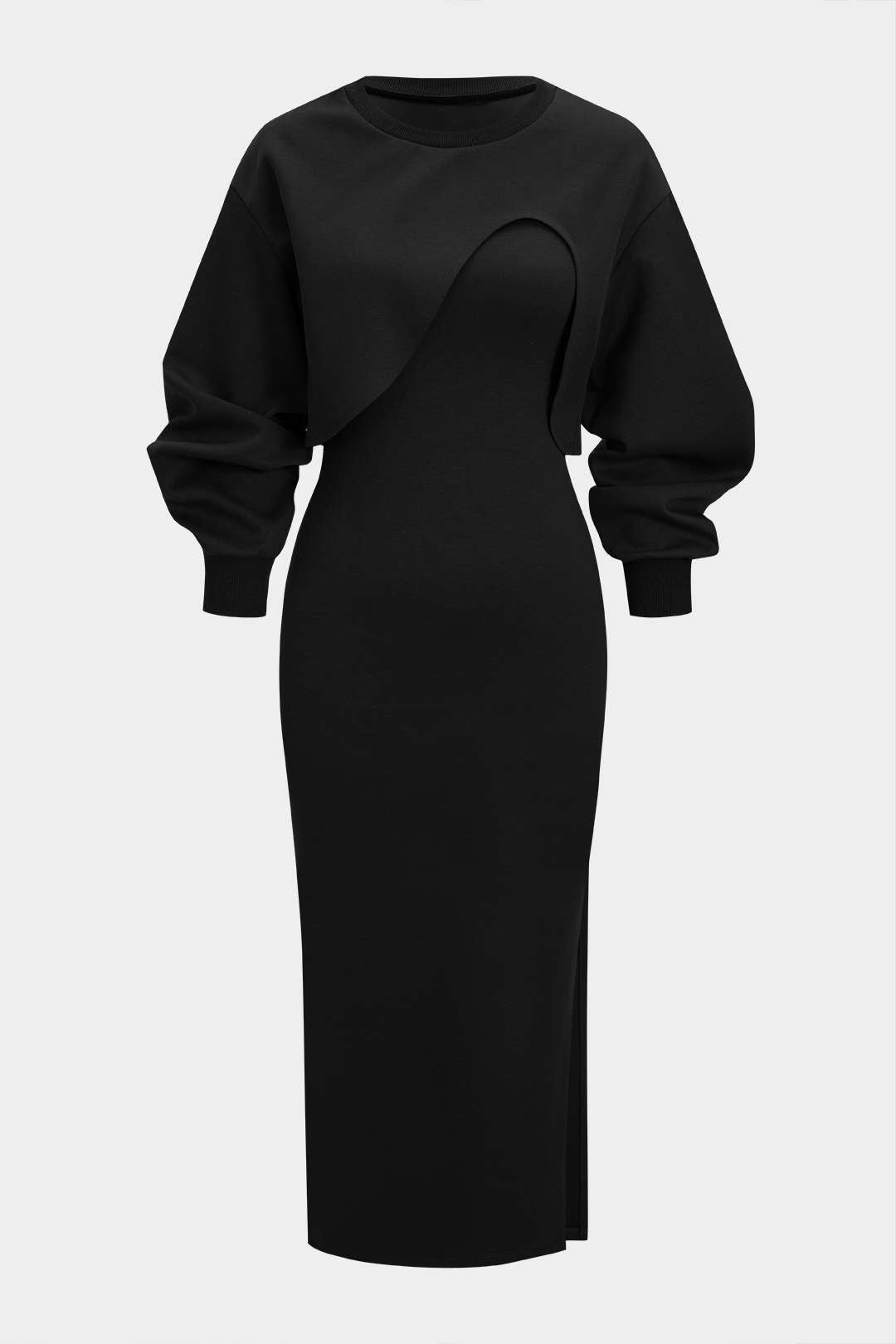 Asymmetrical Long-Sleeve Top And Sleeveless Dress Set