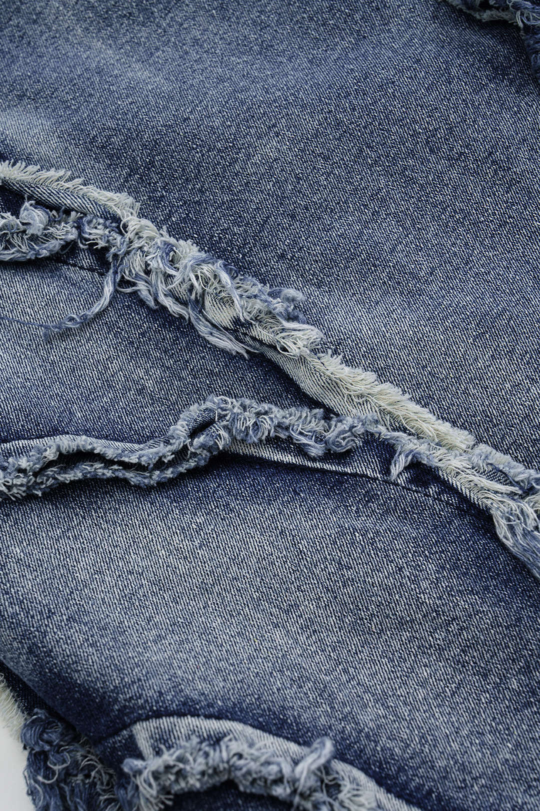 Asymmetric Frayed Denim Mini Dress
