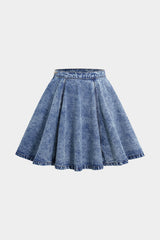 Denim Ruched Mini Skirt