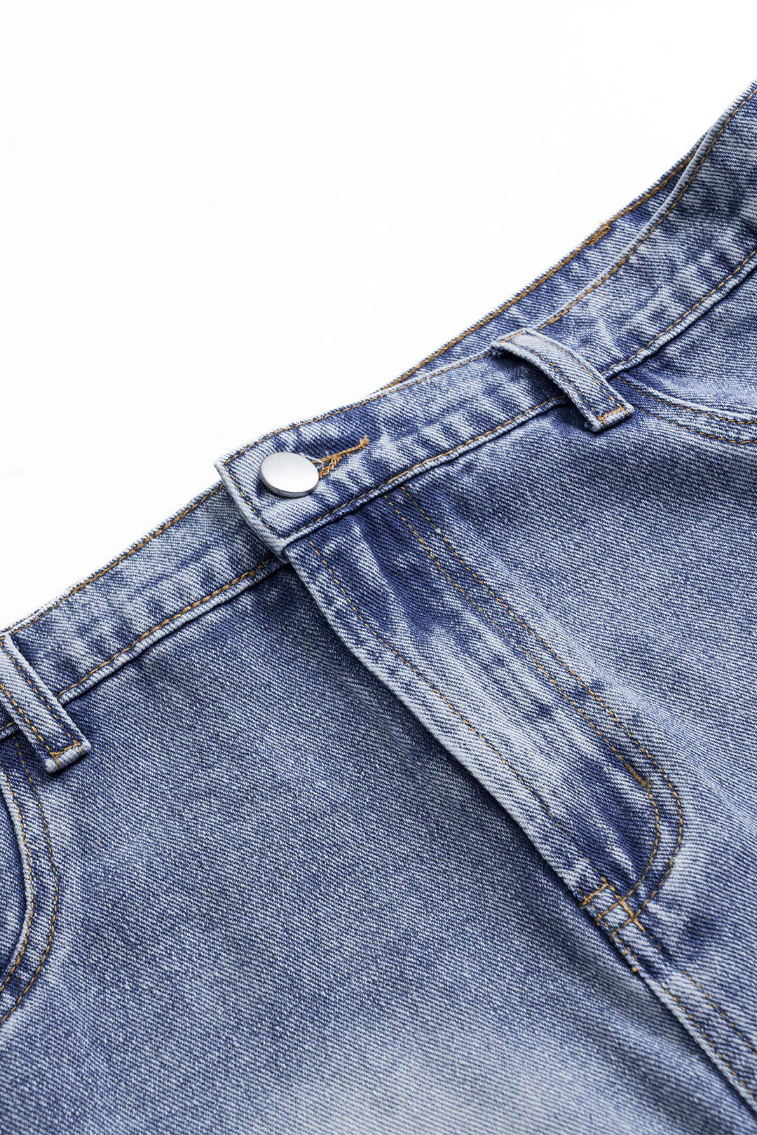 Denim Asymmetric Neckline Mini Dress