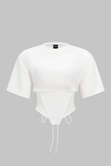 Corset Waist Short Sleeve T-Shirt
