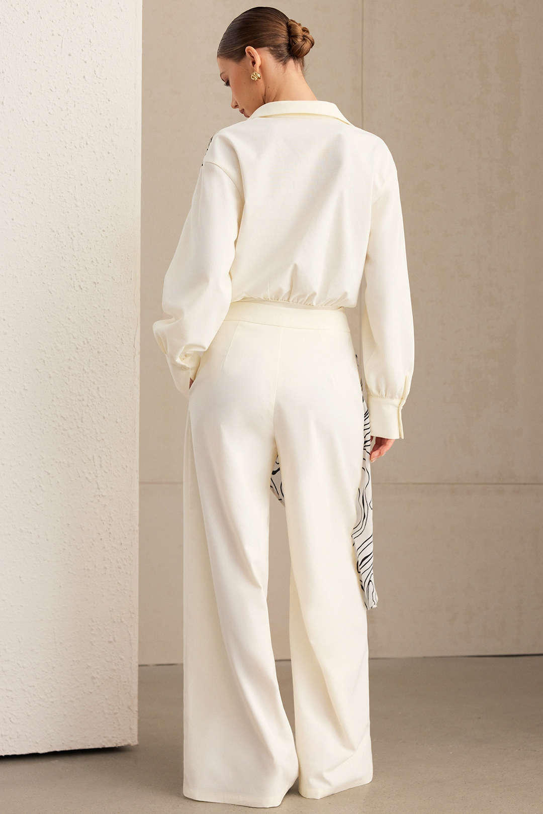 Abstract Print Patchwork Asymmetrical Pants