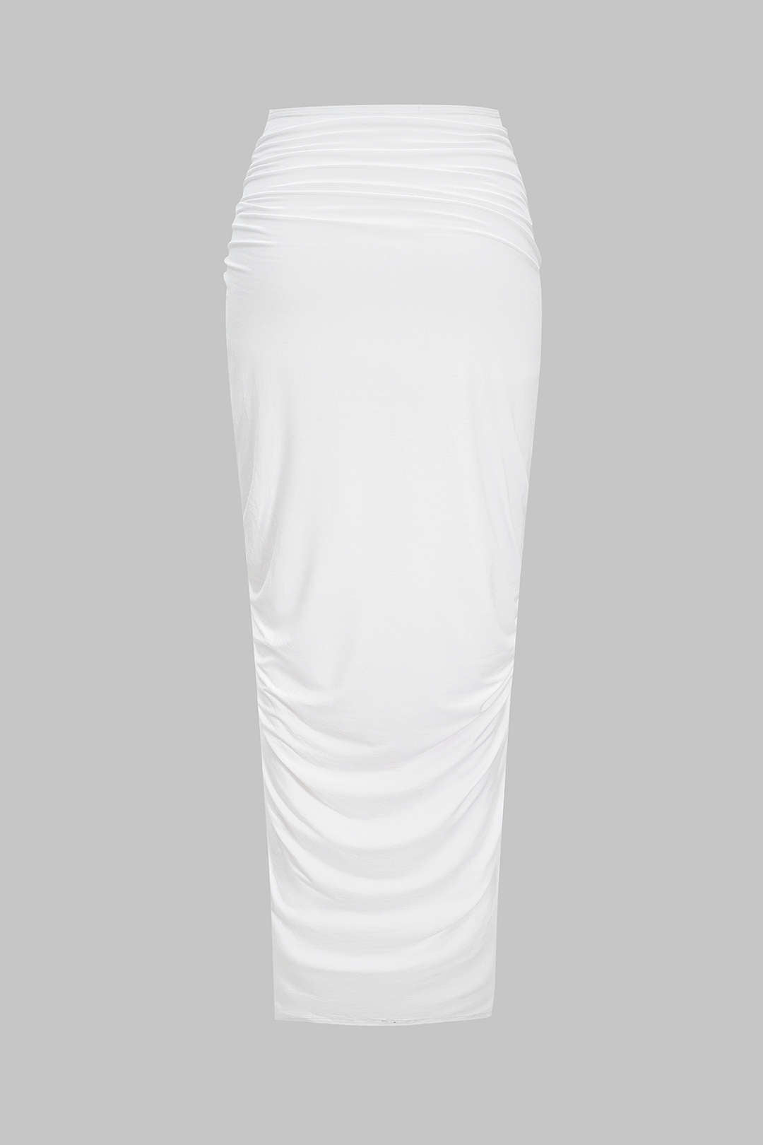 Asymmetrical Ruched Chain Side Slit Skirt