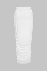 Asymmetrical Ruched Chain Side Slit Skirt