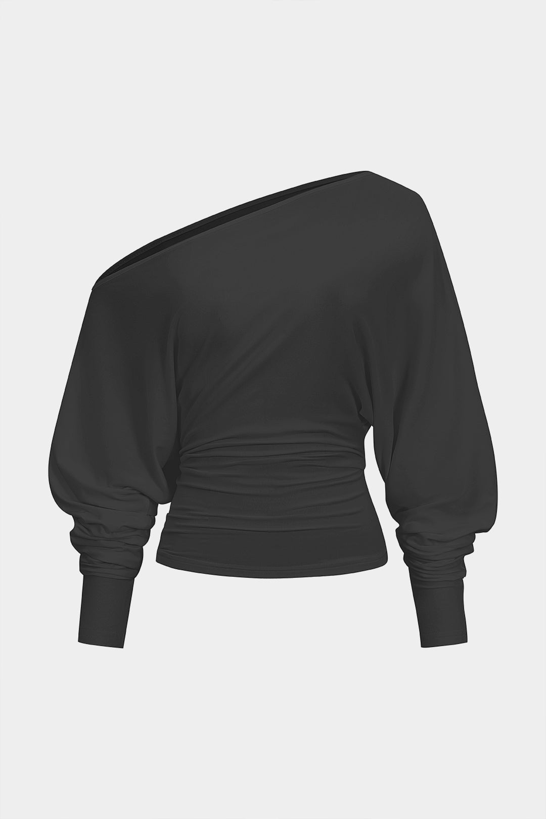 Cut Out One Shoulder Ruched Long Sleeve T-Shirt