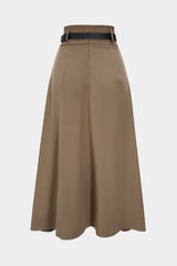 Belted Asymmetrical Ruched High Waist Skirt