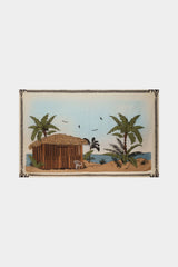 Coconut Palm Print Chiffon Tie Front Skirt