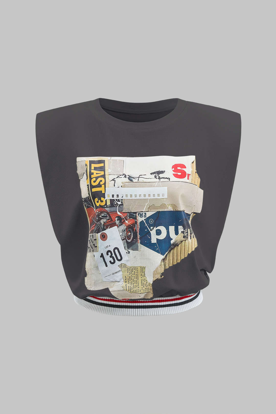 Car Letter Digital Pattern Print Loose Sleeveless T-Shirt