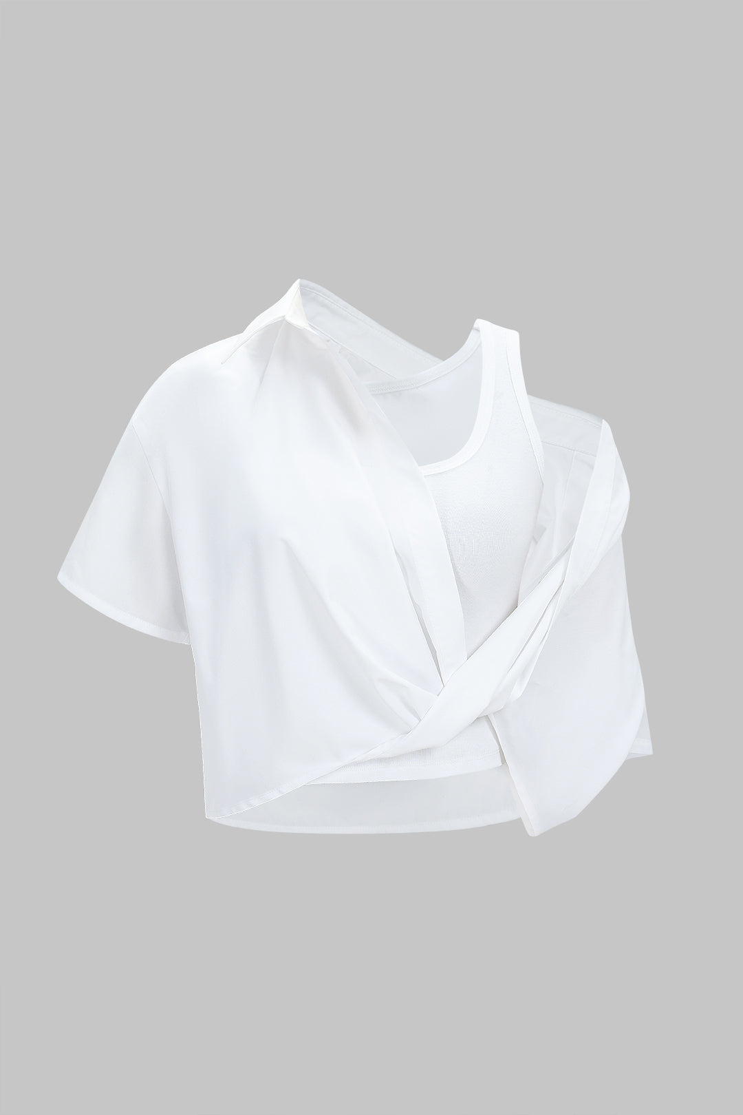 Asymmetrical Round Neck Short-Sleeve Shirt