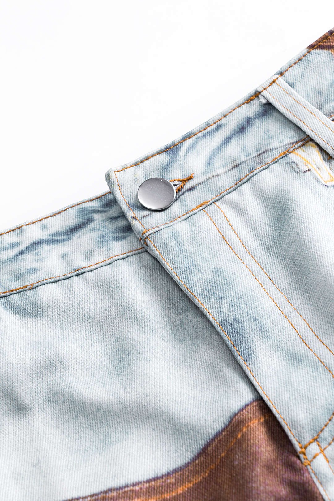 Abstract Print Ruched Button Pocket Skirt