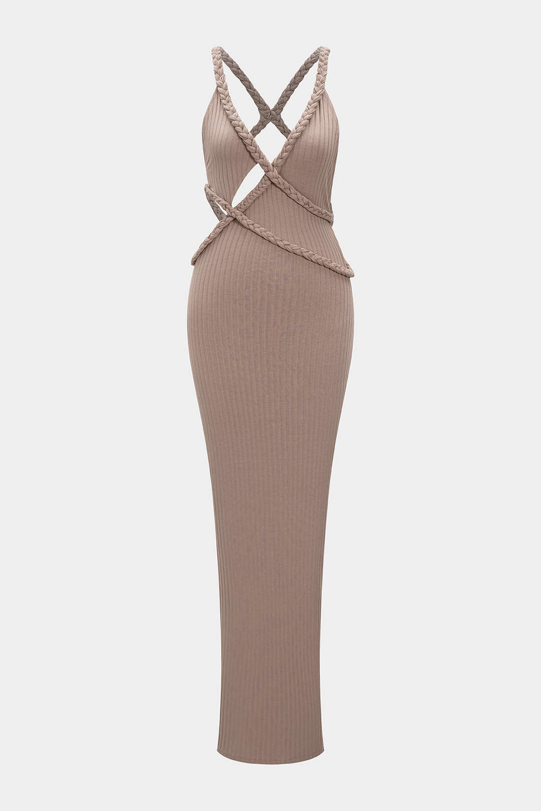 Asymmetrical Braided Backless Sleeveless Maxi Dress