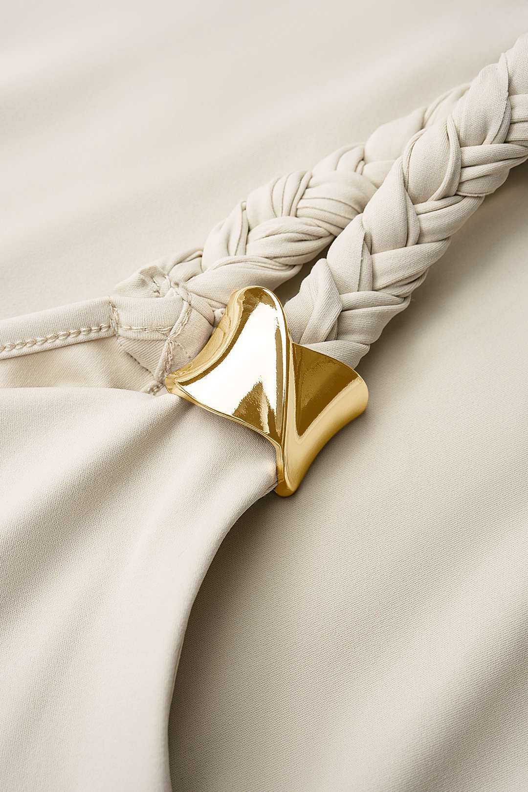 Draped Cowl Neck Braided Metallic Sleeveless Bodysuit