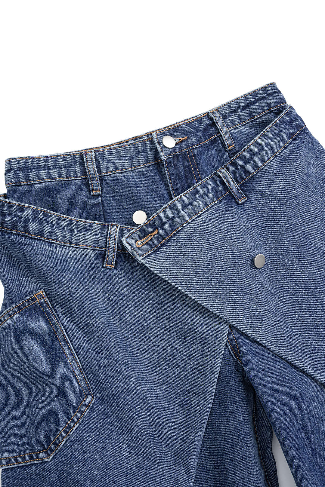 Denim Asymmetric Button Jeans